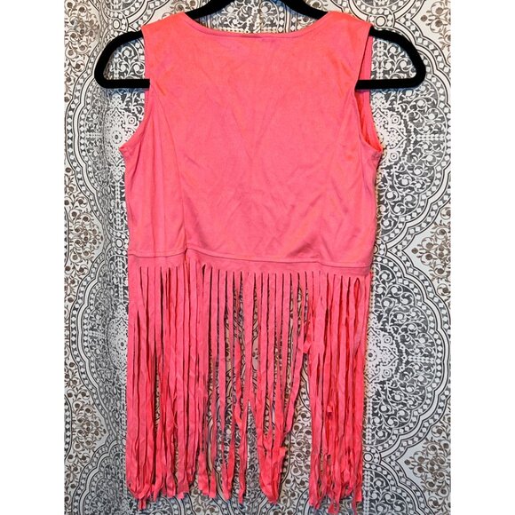 Girls Hippie Costume Set XL With Fringe Vest Flare Pants Heart Glasses & Accesso - Picture 4 of 7